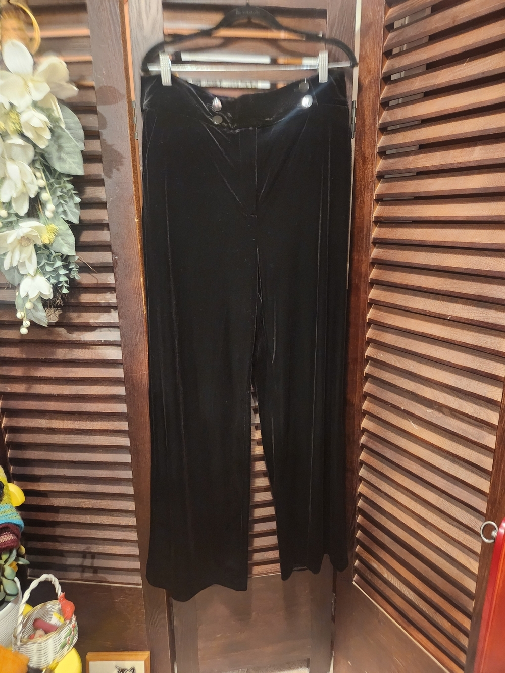 Calvin Klein Black Wide-Leg Velvet Pants